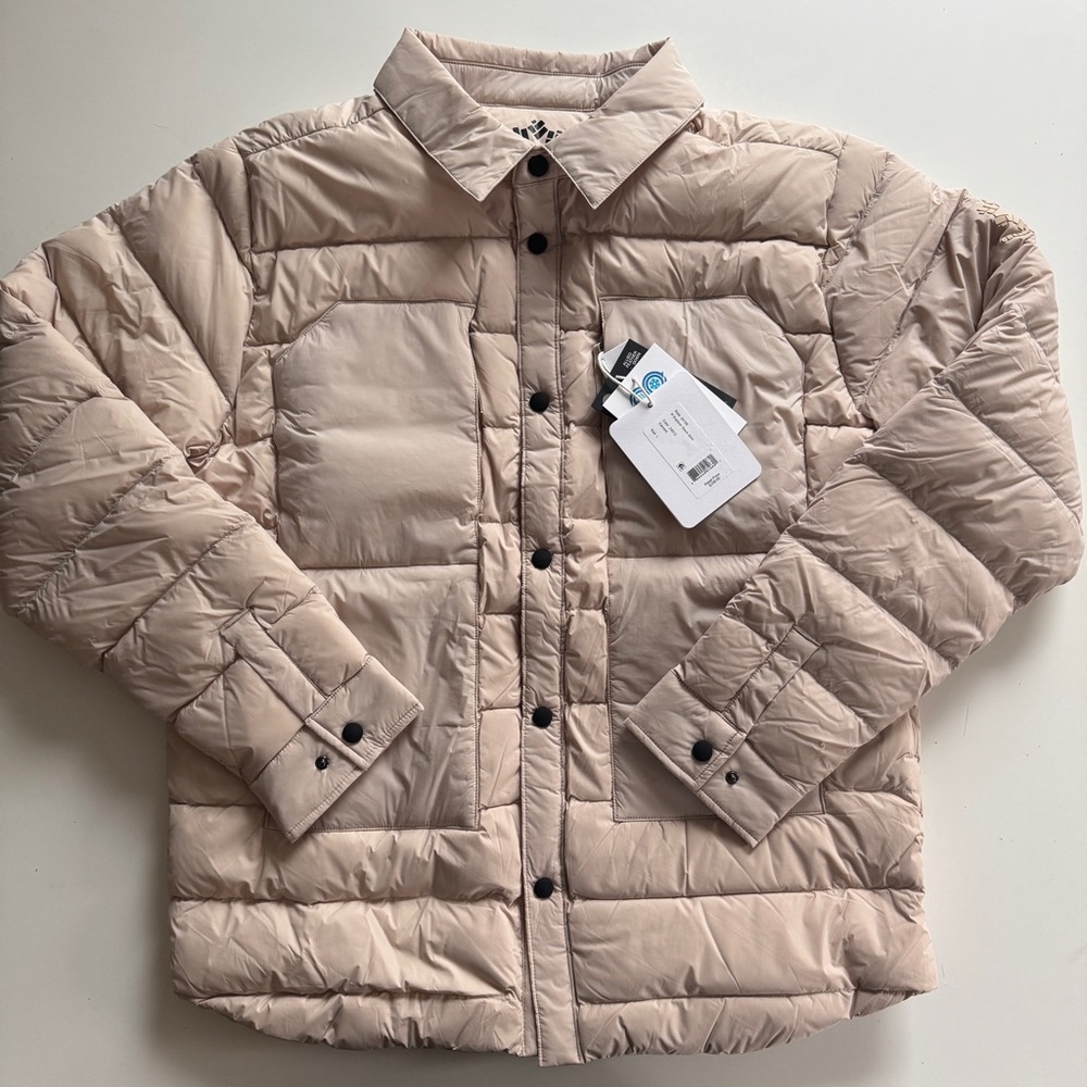NEW Obermeyer Explorer Down Shirt Jacket Cement Puffer Shacket $250 - Mens Large